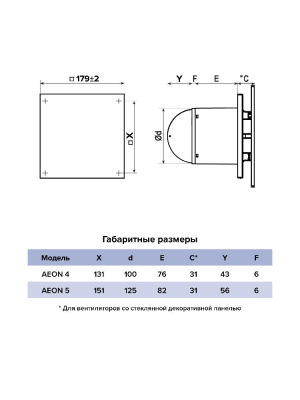 Вентилятор накладной AEON D125 обр.клапан MRH DICITI