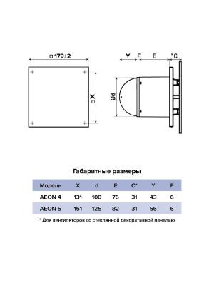 Панель AEON D100/125 179х179 стекло матовое Black classic черное DICITI